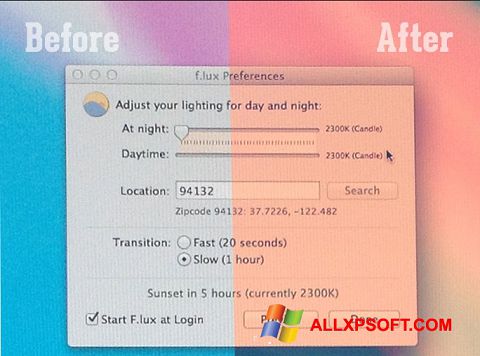 Screenshot F.lux Windows XP