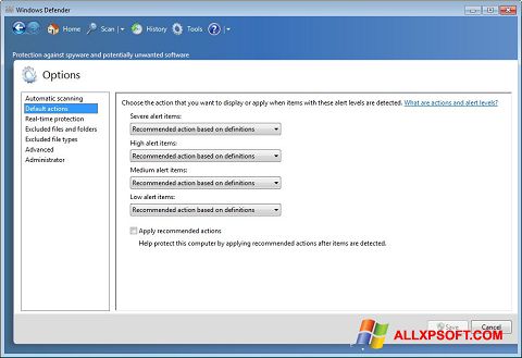 Screenshot Windows Defender Windows XP
