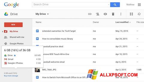 Screenshot Google Drive Windows XP