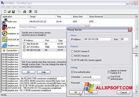 Screenshot Proxifier Windows XP