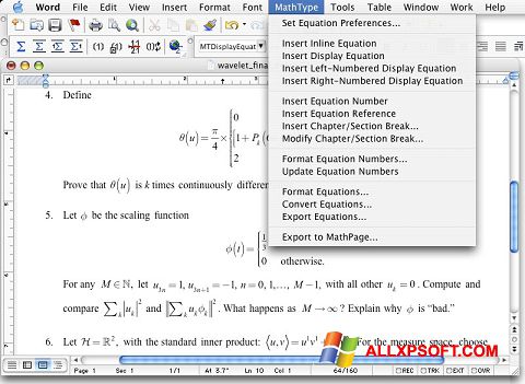 Screenshot MathType Windows XP