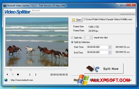 Screenshot Boilsoft Video Splitter Windows XP