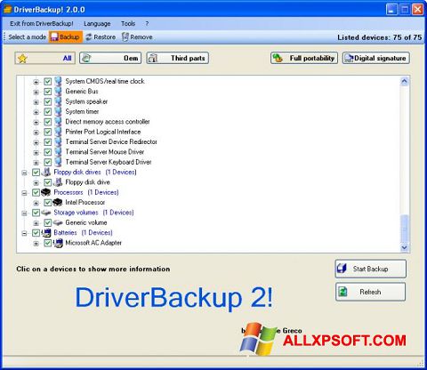 Screenshot Driver Backup Windows XP