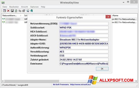 Screenshot WirelessKeyView Windows XP