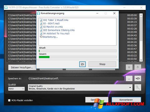 Screenshot Free Audio Converter Windows XP
