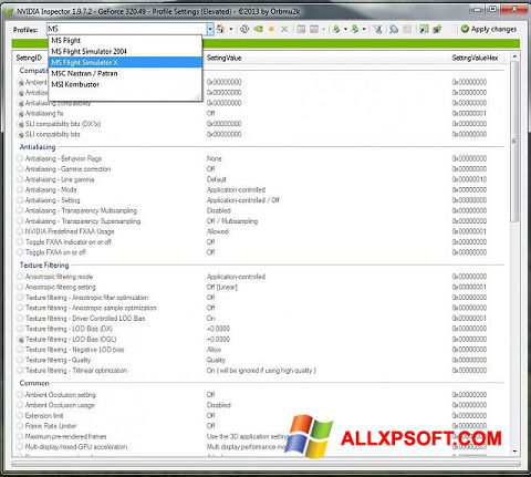 Screenshot NVIDIA Inspector Windows XP