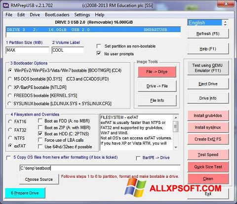 Screenshot RMPrepUSB Windows XP