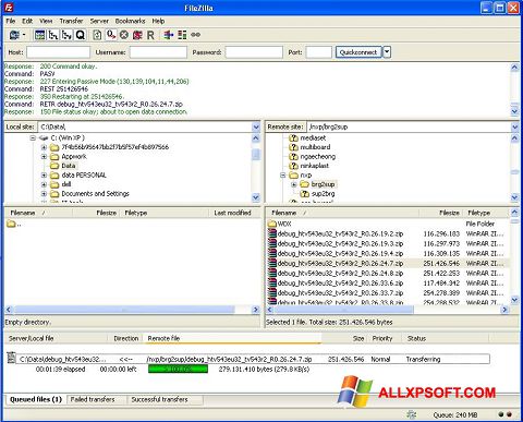 Screenshot FileZilla Server Windows XP