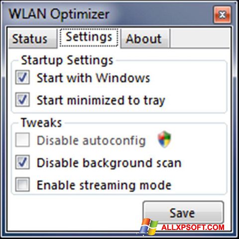 Screenshot WLAN Optimizer Windows XP